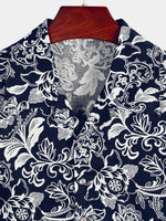 Men's Holiday Flower Print Short Sleeve Shirt