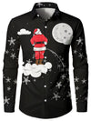 Men's Crazy Christmas Funny Santa Piss Novelty Long Sleeve Button Up Shirt