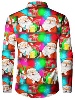 Bundle Of 2 | Men's Santa Claus And Beer Cool Christmas Themed Party Long Sleeve Shirts