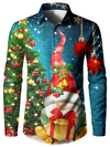 Bundle Of 2 | Men's Cute Gnome And Christmas Tree Button Up Long Sleeve Shirts