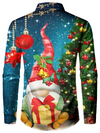Bundle Of 2 | Men's Cute Gnome And Christmas Tree Button Up Long Sleeve Shirts