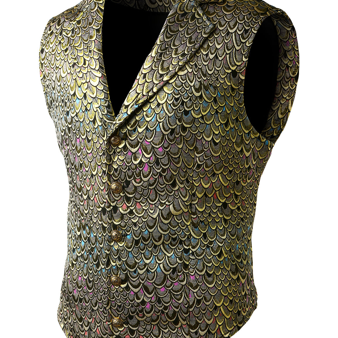 Men's Victorian Waistcoat Shiny Suit Vest Steampunk Gothic Golden Waistcoat