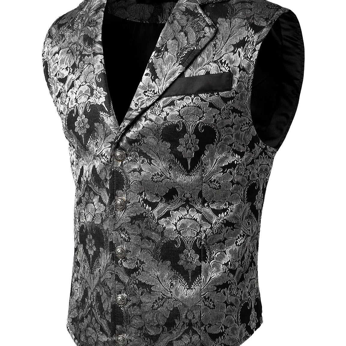 Men's Victorian Suit Vest Steampunk Gothic Silver Waistcoat