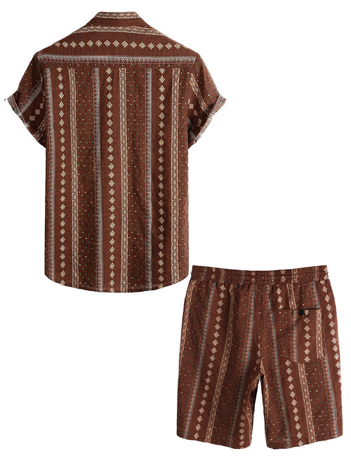 Men's Vintage Casual Shirt & Shorts Set