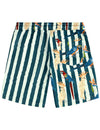 Men's Parrot And Blue Striped Beach Hawaiian Aloha Summer Shorts