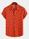 Men's Red Polka Dots Cotton Short Sleeve Shirts
