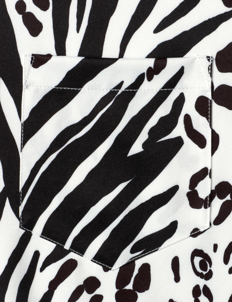 Men's Floral Snow Leopod Animal Print Black Cheetah Flowers Vacation Beach Holiday Short Sleeve Shirt