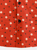 Men's Red Polka Dots Cotton Short Sleeve Shirts