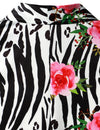 Men's Floral Snow Leopod Animal Print Black Cheetah Flowers Vacation Beach Holiday Short Sleeve Shirt