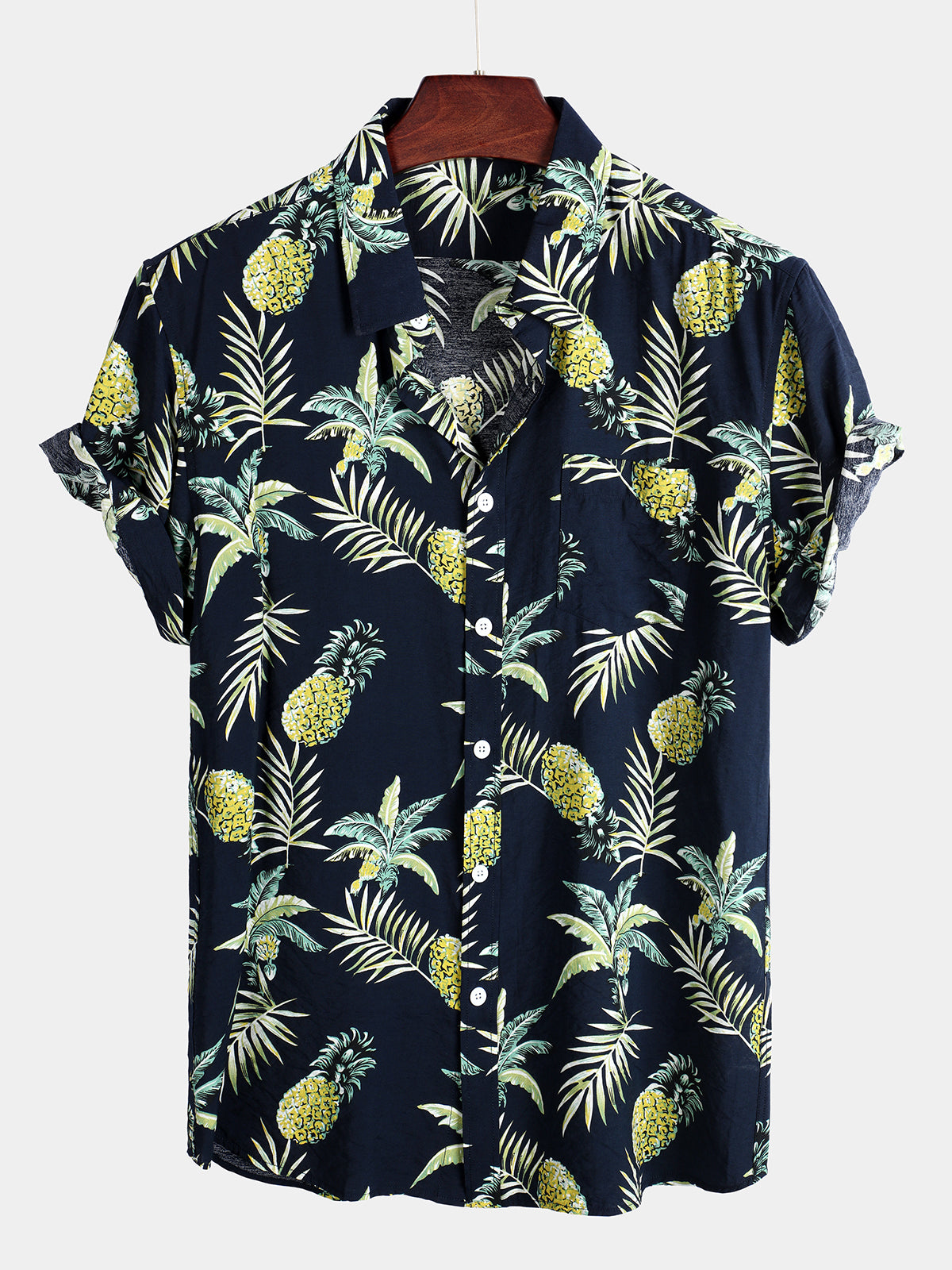 Men's Holiday Pineapple Short Sleeve Pocket Shirt