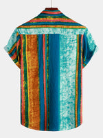 Men's Cotton Striped Pocket Short Sleeve Shirt