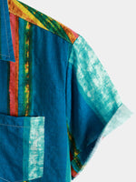 Men's Cotton Striped Pocket Short Sleeve Shirt