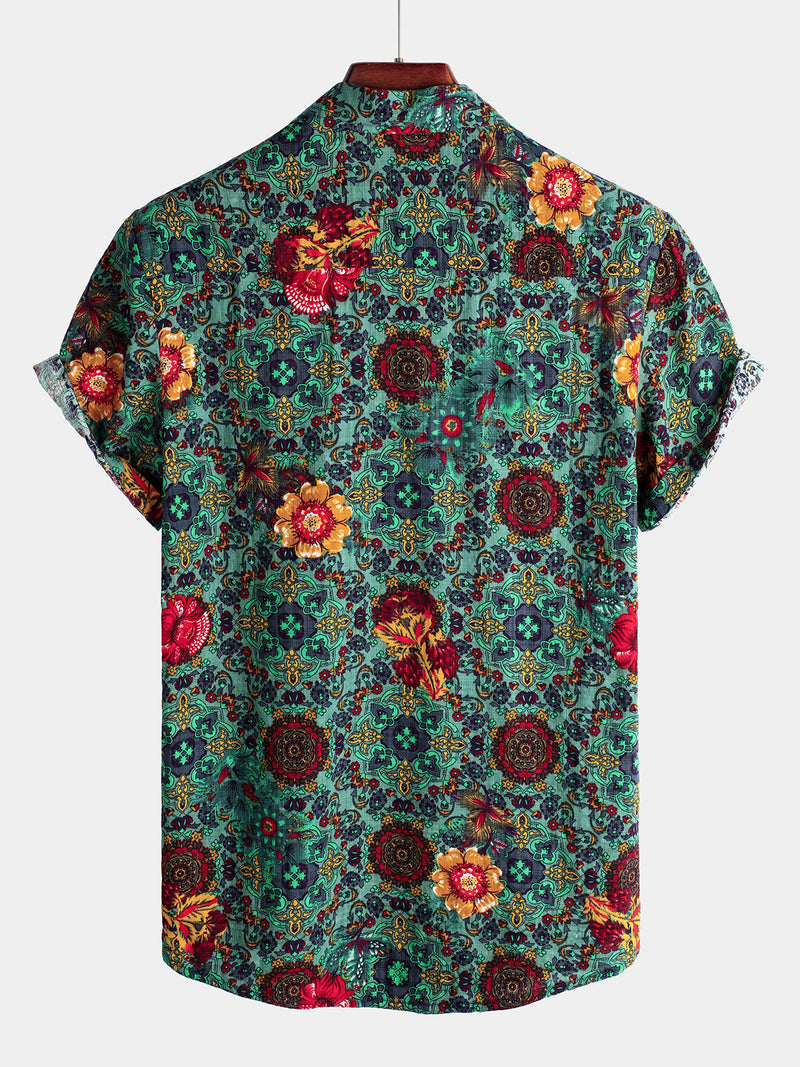 Bundle Of 2 | Men's Casual Vintage Cotton Short Sleeve Shirts
