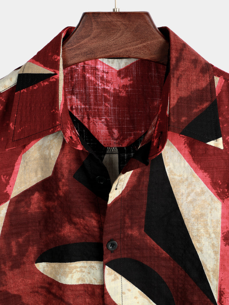 Men's Cotton Geometric Patterns Short Sleeve Shirt