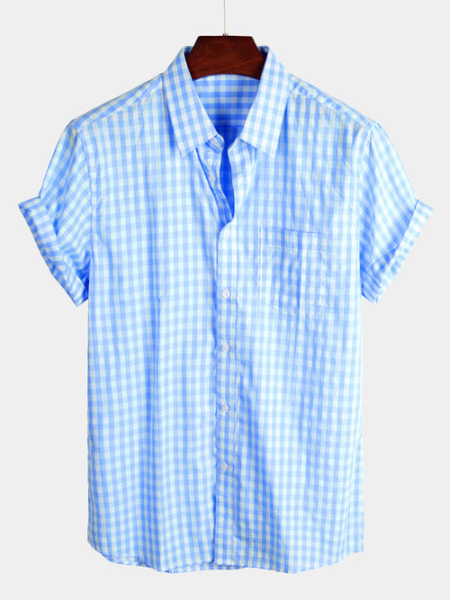 Bundle Of 2 | Men's Casual Plaid & Tropical Cotton Pocket Shirt