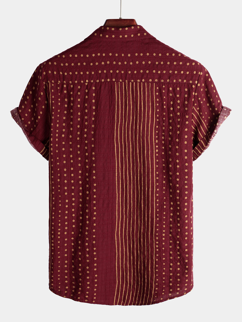Men's Breathable Cotton Short Sleeve Striped Shirt