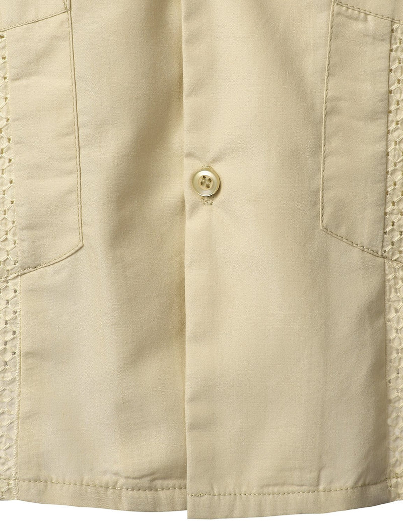 Men's Casual Short Sleeve Cuban Guayabera Shirt & Shorts Set