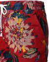Men's Cotton Casual Red Flower Hawaiian Shorts