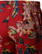 Men's Cotton Casual Red Flower Hawaiian Shorts