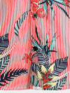 Men's Striped Floral Print Pocket Cotton Shirt