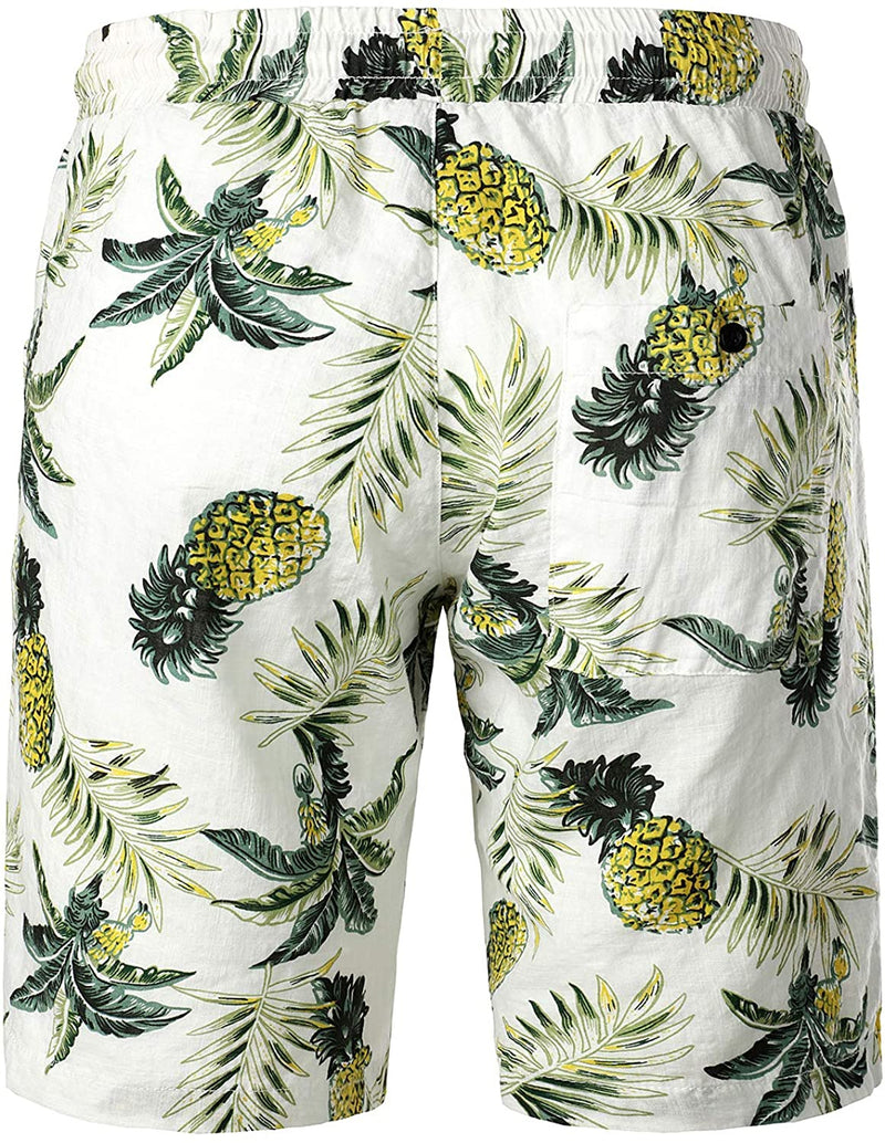 Men's Pineapple Hawaiian Casual Cotton Shorts