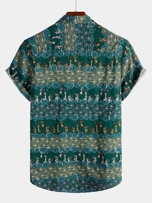 Men's Casual Retro Cotton Short Sleeve Shirt