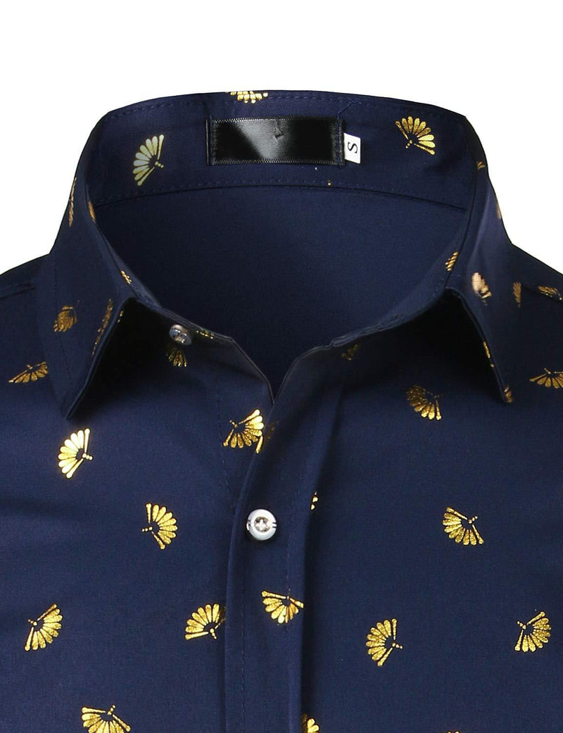 Men's Long Sleeve Regular Fit Casual Floral Print Shirt