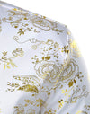 Men's Party Design Shiny Golden Floral Long Sleeve Dress Shirts