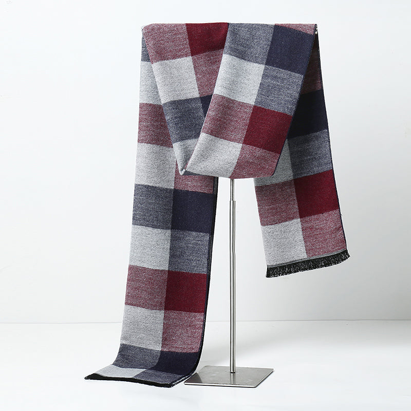 Men's Soft Long Winter Warm Fashion Plaid Neck Scarf